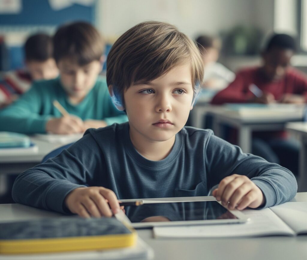 A child dealing with concentration in class