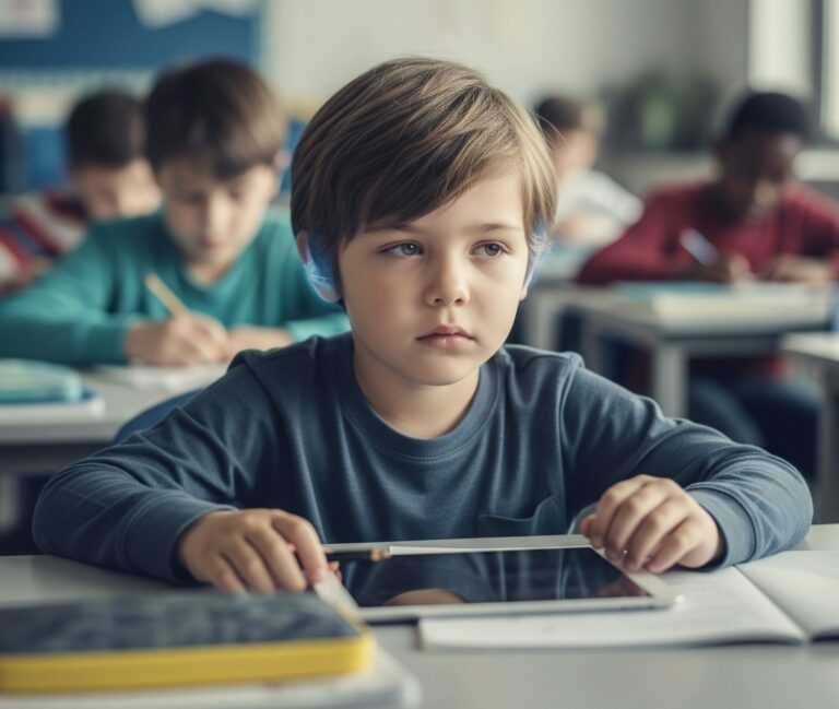 A child dealing with concentration in class