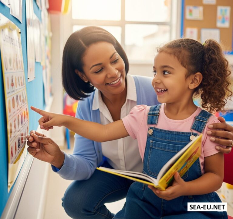 A child and a teacher