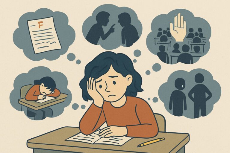 A girl suddenly feels anxious about school